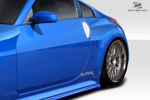 2003-2008 Nissan 350Z Z33 Duraflex Demon Rear Fender Flares (+30mm) - 2 Piece / Vehicle Year Make Model Trim - 2003-2008-Nissan 350Z ALL / Product Type - Fender Flare / Style Name -Demon / Kit Material - FRP (Fiberglass Reinforced Plastics) / Notes - Note: Rear fenders are +30mm wider than stock