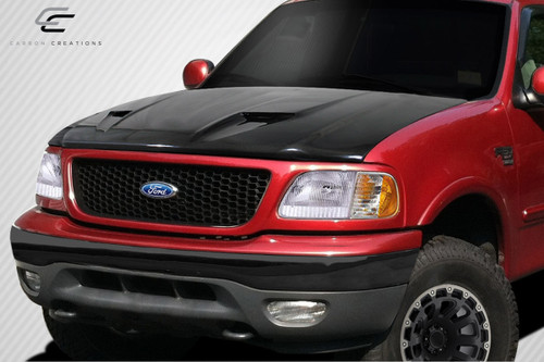 1997-2003 Ford F-150 / F-250 / 1997-2002 Ford Expedition Carbon Creations CVX Version 3 Hood - 1 Piece / Vehicle Year Make Model Trim - 1997-2003-Ford F150 ALL / Product Type - Hood / Style Name -CVX Version 3 / Kit Material - Carbon Fiber / Notes - Note: Hood pins are required.