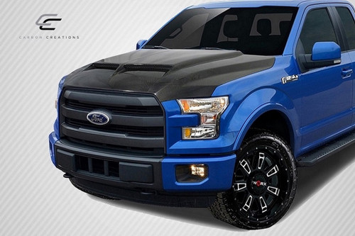 2015-2020 Ford F-150 Carbon Creations GT500 Hood - 1 Piece / Vehicle Year Make Model Trim - 2015-2020-Ford F150 ALL / Product Type - Hood / Style Name -GT500 / Kit Material - Carbon Fiber / Notes - Note: Hood pins are required.