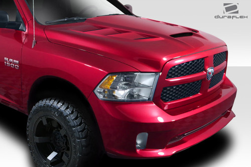 2009-2018 Dodge Ram 1500 Duraflex Viper Look Hood - 1 Piece / Vehicle Year Make Model Trim - 2009-2018-Dodge Ram ALL / Product Type - Hood / Style Name -Viper Look / Kit Material - FRP (Fiberglass Reinforced Plastics) / Notes - Note Hood pins are required.