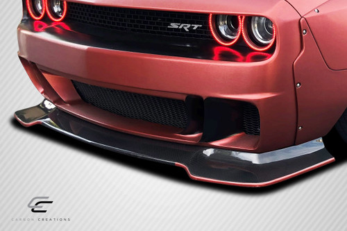 2008-2023 Dodge Challenger Carbon Creations Circuit Front Lip - 1 Piece / Vehicle Year Make Model Trim - 2008-2023-Dodge Challenger ALL / Product Type - Front Lip/Add On / Style Name -Circuit / Kit Material - Carbon Fiber / Notes - Note: Designed to be used with Circuit front bumper only.