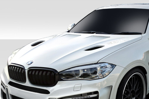 2015-2019 BMW X6 F16 / X6M F86 AF-1 Hood ( GFK ) - 1 Piece / Vehicle Year Make Model Trim - 2015-2019-BMW X6 ALL / Product Type - Hood / Style Name -AF-1 / Kit Material - FRP (Fiberglass Reinforced Plastics) / Notes - Note Hood pins are required.