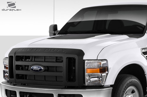2008-2010 Ford Super Duty F250 F350 F450 Duraflex Raptor Look Hood - 1 Piece / Vehicle Year Make Model Trim - 2008-2010-Ford Super Duty ALL / Product Type - Hood / Style Name -Raptor Look / Kit Material - FRP (Fiberglass Reinforced Plastics) / Notes - Note: Hood pins are required.