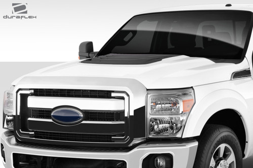 2011-2016 Ford Super Duty F250 F350 F450 Duraflex Raptor Look Hood - 1 Piece / Vehicle Year Make Model Trim - 2011-2016-Ford Super Duty ALL / Product Type - Hood / Style Name -Raptor Look / Kit Material - FRP (Fiberglass Reinforced Plastics) / Notes - Note: Hood pins are required.