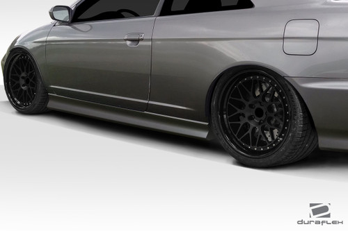 2001-2005 Honda Civic 2DR 4DR Duraflex Sleek Side Skirts - 4 Piece / Vehicle Year Make Model Trim - 2001-2005-Honda Civic 2DR / Product Type - Sideskirts / Style Name -Sleek / Kit Material - FRP (Fiberglass Reinforced Plastics) / Notes -