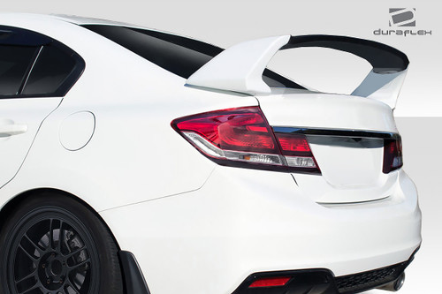 2012-2015 Honda Civic 4DR Duraflex RR Wing Spoiler - 3 Piece / Vehicle Year Make Model Trim - 2012-2015-Honda Civic 4DR / Product Type - Wing / Style Name -RR / Kit Material - FRP (Fiberglass Reinforced Plastics) / Notes -