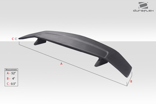 Universal Duraflex A-Spec Wing Spoiler - 1 Piece / Vehicle Year Make Model Trim - --  ALL / Product Type - Wing / Style Name -\Universal / Kit Material - FRP (Fiberglass Reinforced Plastics) / Notes - Note: The distance between the wing stand is 30.25 inches