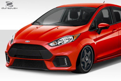 2014-2019 Ford Fiesta Duraflex RS Look Front Bumper - 1 Piece / Vehicle Year Make Model Trim - 2014-2019-Ford Fiesta ALL / Product Type - Front Bumper / Style Name -RS / Kit Material - FRP (Fiberglass Reinforced Plastics) / Notes -