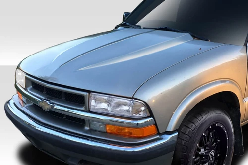 1994-2004 Chevy S10 1995-2004 Blazer Duraflex 3" Cowl Hood - 1 Piece / Vehicle Year Make Model Trim - 1994-2004-Chevrolet S-10 ALL / Product Type - Hood / Style Name -3" Cowl / Kit Material - FRP (Fiberglass Reinforced Plastics) / Notes - Note: Hood pins are required.