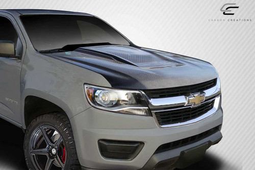 2015-2022 Chevrolet Colorado Carbon Creations ZR2 Look Hood - 1 Piece / Vehicle Year Make Model Trim - 2015-2022-Chevrolet Colorado ALL / Product Type - Hood / Style Name -ZR2 / Kit Material - Carbon Fiber / Notes - Note: Hood pins are required.