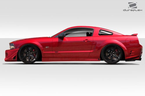 2005-2009 Ford Mustang Duraflex Blits Body Kit - 4 Piece - Includes Blits Front Bumper (114654) Blits Side Skirts (114655) Blits Rear Bumper (114656) / Vehicle Year Make Model Trim - 2005-2009-Ford Mustang ALL / Product Type - Kit / Style Name -Blits / Kit Material - FRP (Fiberglass Reinforced Plastics) / Notes -