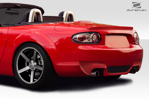 2006-2008 Mazda Miata Duraflex X Sport Rear Bumper - 1 Piece / Vehicle Year Make Model Trim - 2006-2008-Mazda Miata ALL / Product Type - Rear Bumper / Style Name -X Sport / Kit Material - FRP (Fiberglass Reinforced Plastics) / Notes -