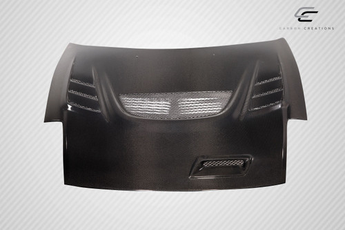 2000-2005 Mitsubishi Eclipse Carbon Creations Evo GT Hood - 1 Piece / Vehicle Year Make Model Trim - 2000-2005-Mitsubishi Eclipse ALL / Product Type - Hood / Style Name -Evo GT / Kit Material - Carbon Fiber / Notes - Note: Hood pins are required.