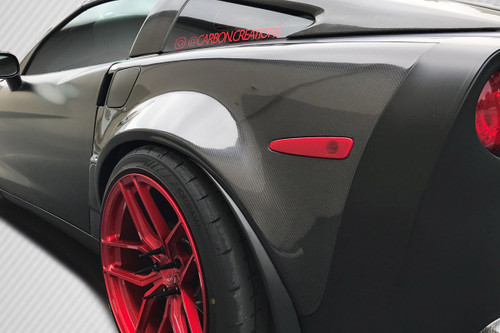 2005-2013 Chevrolet Corvette C6 Carbon Creations ZR2 Rear Fenders - 2 Piece / Vehicle Year Make Model Trim - 2005-2013-Chevrolet Corvette ALL / Product Type - Fender / Style Name -ZR2 / Kit Material - Carbon Fiber / Notes - Note: For GS/Z06/ZR1 Models: Rear Fenders Widen stance by 3" For Base Model: Widen stance by 6"