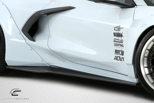 2020-2025 Chevrolet Corvette C8 Carbon Creations Gran Veloce Side Skirt Splitters - 2 Piece / Vehicle Year Make Model Trim - 2020-2025-Chevrolet Corvette ALL / Product Type - Sideskirts / Style Name -Gran Veloce / Kit Material - Carbon Fiber / Notes -