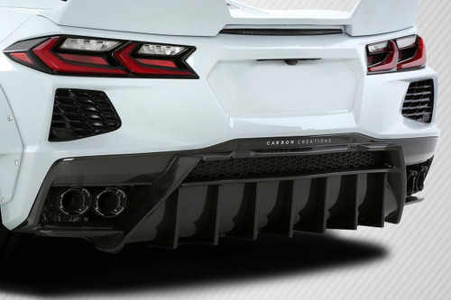 2020-2025 Chevrolet Corvette C8 Carbon Creations Gran Veloce Rear Diffuser - 1 Piece / Vehicle Year Make Model Trim - 2020-2025-Chevrolet Corvette ALL / Product Type - Rear Lip/Add On / Style Name -Gran Veloce / Kit Material - Carbon Fiber / Notes -