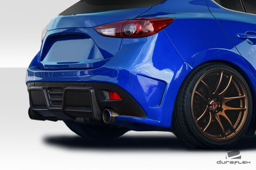 2014-2016 Mazda 3 Hatchback Duraflex KSS Rear Bumper - 1 Piece / Vehicle Year Make Model Trim - 2014-2016-Mazda Mazdaspeed 3 ALL / Product Type - Rear Bumper / Style Name -KSS / Kit Material - FRP (Fiberglass Reinforced Plastics) / Notes -