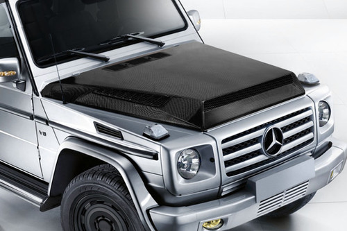 2000-2018 Mercedes G Class W463 Carbon Creations Behemoth Hood - 1 Piece / Vehicle Year Make Model Trim - 2000-2018-Mercedes G Class ALL / Product Type - Hood / Style Name -Behemoth / Kit Material - Carbon Fiber / Notes - Note: Hood pins are required.