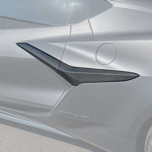 EOS Carbon Fiber Side Fender Vent Door Garnish - C8 Corvette Z06 (VENT-698-BKCF_DH-699-BKCF)