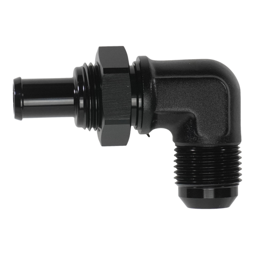DeatschWerks 10AN Male Flare Bulkhead to 1/2in Hose Barb 90-Degree - 6-02-0794-B Photo - Primary