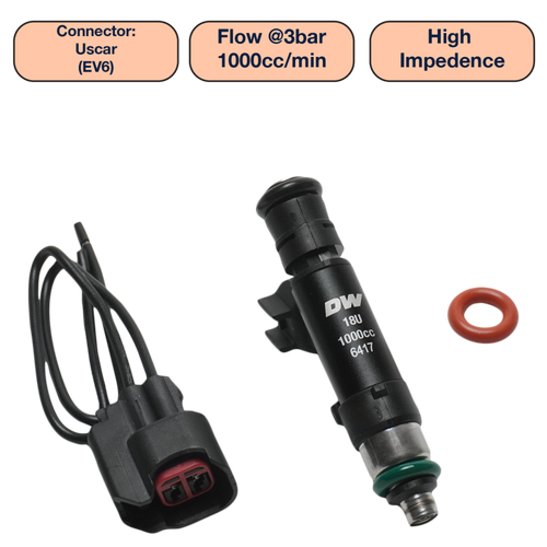 DeatschWerks Universal 1000cc Single Fuel Injector / 60mm Length / 14mm O-Ring Seals - DW1000-60-14-14-1 Photo - Primary