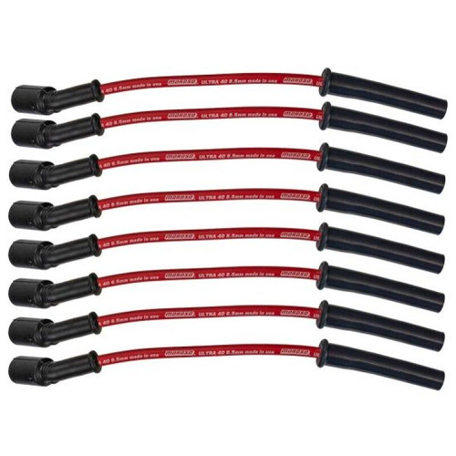 Moroso 99-13 GM LS/LQ 4.8/5.3/5.7/6.0/6.2L Ultra 40 8.5mm Multi-Angle Boot Spark Plug Wire Set - Red - 73758 User 1