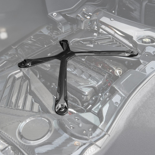EOS Engine Bay X-Brace w. No Logo - Carbon Fiber - C8 Corvette (BRACE-687-BKCF-NOLOGO)