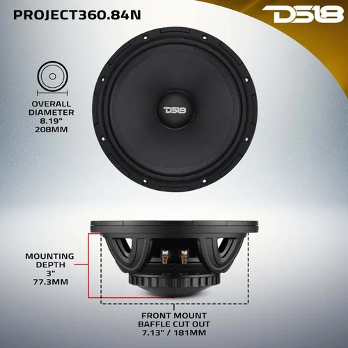 DS18 High-Sensitivity Mid-High Loudspeakers w/ Rotating Recone 8in 102db 4ohm 95Hz-17kHz - PROJECT360.84N Photo - Close Up