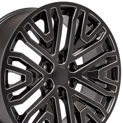 OE Wheels CV37 22x9 6x139.7 28et Satin Black with Milled Edge Wheel