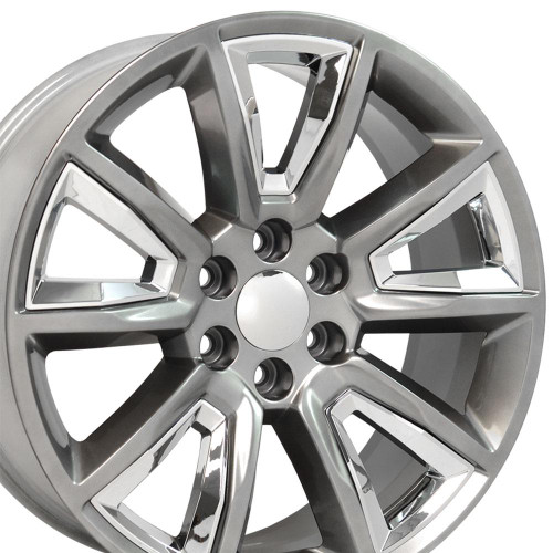 OE Wheels CV73B 22x9 6x139.7 24et Gloss Hyper Black with Chrome Insert Wheel