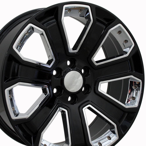 OE Wheels CV93B 22x9 6x139.7 24et Gloss Black with Chrome Insert Wheel