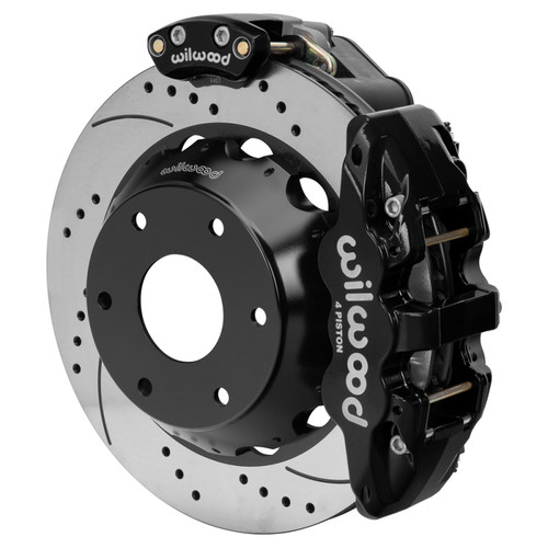 Wilwood Big Ford New Style Aero4 Rear EPB Kit - 14in Drilled Rotor - 2.50in Offset - Black - 140-18153-D Photo - Primary