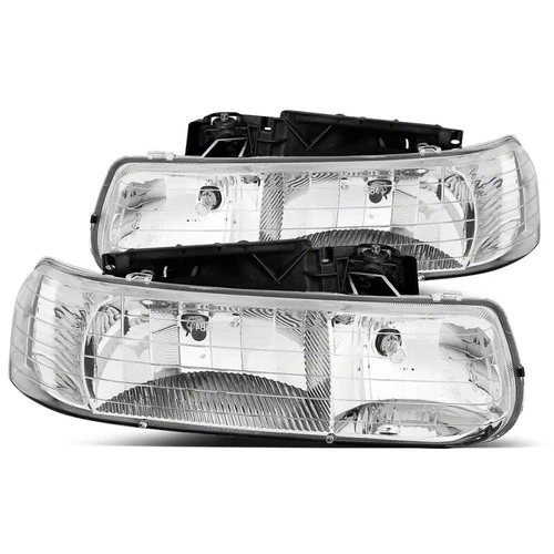 Raxiom 99-02 Chevrolet Silverado 1500 Axial Series Euro Headlights- Chrome Housing- Clear Lens - S112722 Photo - Primary