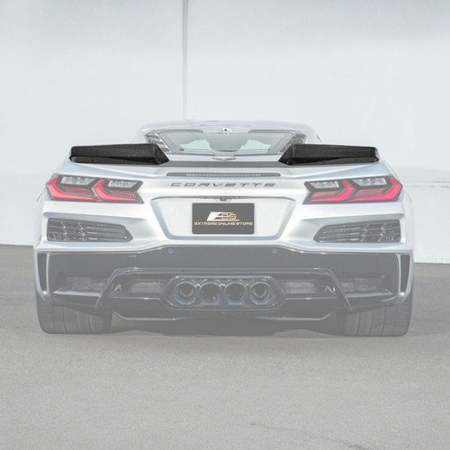 EOS Carbon Fiber Rear Spoiler w. Extended Winglets - C8 Corvette Z06 (SPOILER-733-BKCF_SPLITTER-1354-BKCF)