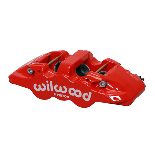 Wilwood caliper AERO6 1.75/1.62/1.62 1.25 rotor .80 THK pad R/H red - 120-16892-RD Photo - Primary