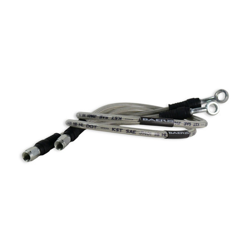 Baer Brakes 23in Long Braided Hose Set w/ 3AN Female Straight x 10mm 20 Degree Banjo Ends - 6800502