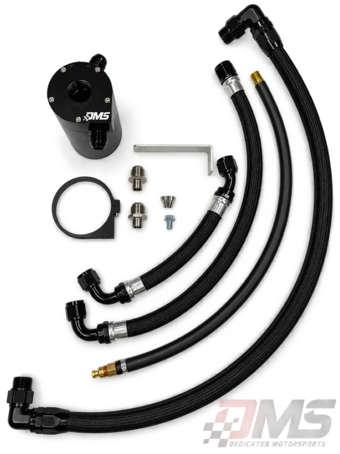 DMS Billet Catch Can Recirculated With Press In Valve Cover Fittings and Braided Lines - 09-15 CTS-V (76108000187)