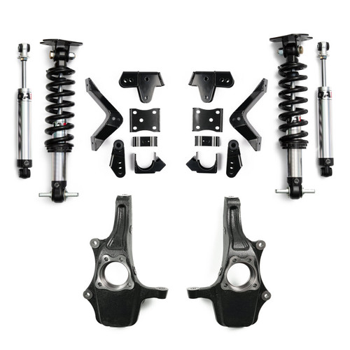QA1 2019+ Chevrolet Silverado / GMC Sierra 1500 Single Adjustable 4/5in Lowering Kit w/ Spindles - LK11-GMT05 Photo - Primary