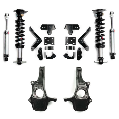 QA1 2019+ Chevrolet Silverado / GMC Sierra 1500 Double Adjustable 4/5in Lowering Kit w/ Spindles - LK12-GMT05 Photo - Primary