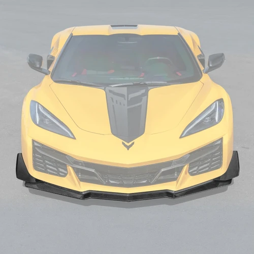 EOS Z07 Style Carbon Fiber Extended Front Splitter & NO-DRILL Canards - C8 Corvette Z06 (FLIP-1042-BKCF_SPLITTER-1360-BKCF)