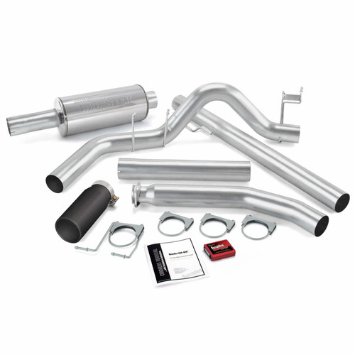 Banks Power 98-00 Dodge 5.9L Ext Cab Git-Kit - SS Single Exhaust w/ Black Tip - 49358-B