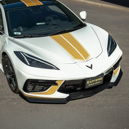 EOS 5VM Style Front Splitter 2 Piece - Hydro-Dipped Carbon - C8 Corvette (FLIP-276-CFLK)