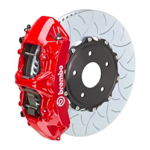 Brembo 12-13 Golf R (Mk6) Front GT BBK 6 Piston Cast 350x34 2pc Rotor Slotted Type-3-Red - 1N3.8020A2