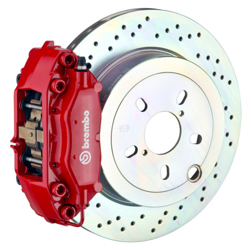 Brembo 66-89 911S/SC/Carrera Rear GT BBK 4 Piston Cast 2pc 309x28 1pc Rotor Drilled-Red - 2C4.5001A2