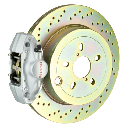 Brembo 92-98 318i/325i/328i Rear GT BBK 2 Piston Cast 2pc 294x19 1pc Rotor Drilled-Silver - 2E4.4001A3