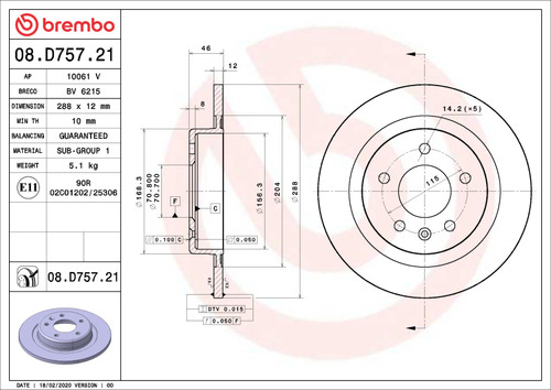 Brembo OE 19-21 ChevyEquinox/19-21 Malibu/20-21 GMC Terrain Friction Brake Disc - 08.D757.21 User 1