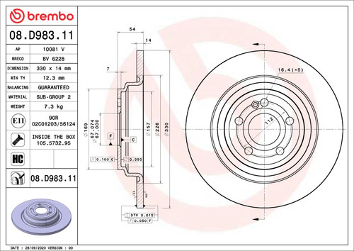 Brembo 16-17 Honda Accord/16-22 Civic/19-22 Insight Front UV Coated Rotor - 08.D983.11 User 1