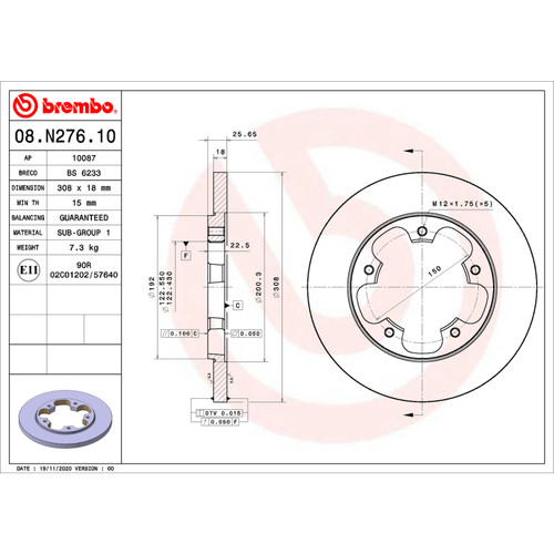 Brembo 2015 Nissan Leaf/15-20 Nissan Rogue Front UV Coated Rotor - 08.N276.10 User 1