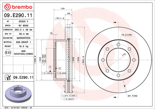 Brembo OE 18-22 Ford F-250 Super Duty/13-15 F-350 Super Duty UV Coated Brake Disc - Front - 09.E290.11 User 1