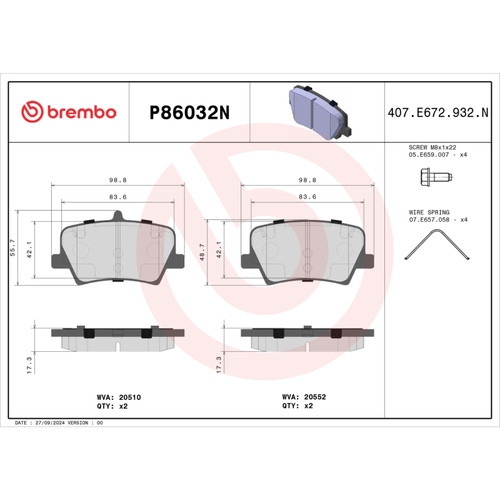 Brembo OE 19-24 Volvo XC40 PRIME Ceramic Brake Pad - Rear - P86032N User 1